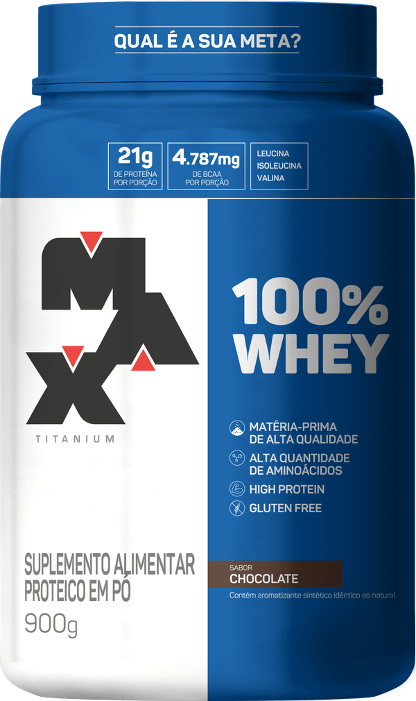 Whey Protein Max Titanium 100% Sabor Chocolate 900g